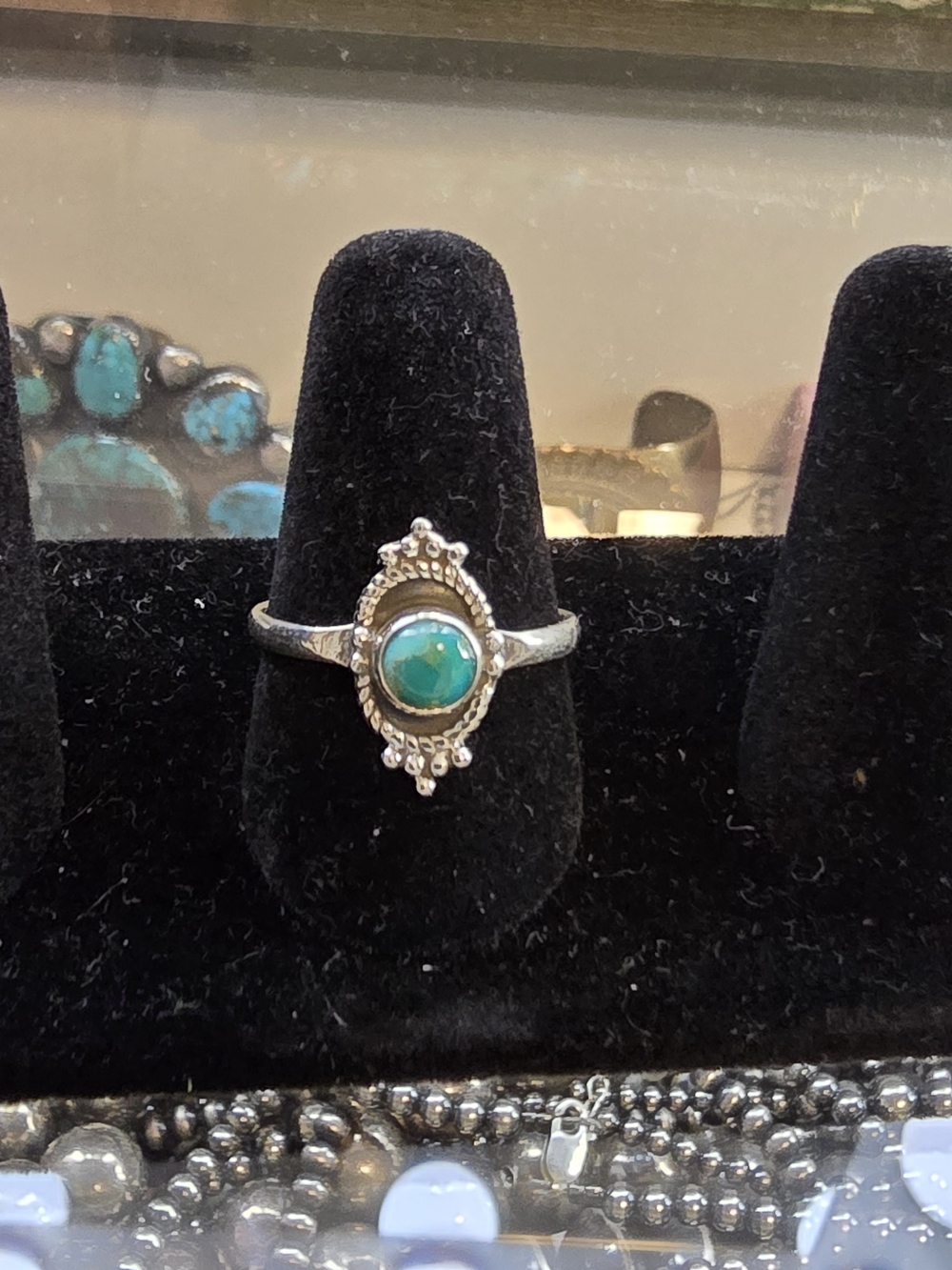Sterling Silver Turquoise Stone Accent Ring Sz 8